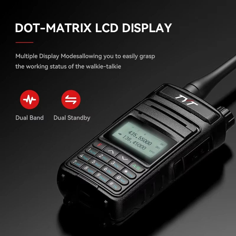 TYT UV-8R 5W Portable Walkie Talkie Dual Band VHF UHF Two Way Radio DOT-MATRIX LCD 200 Channels VOXs Emergency Alert CTCSS DCS for Long Distance Communication
