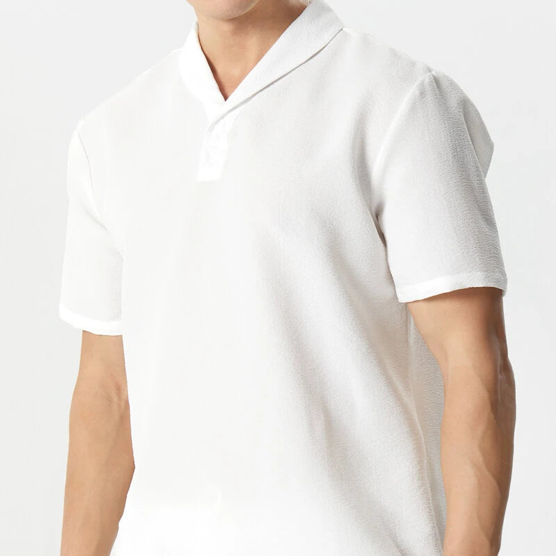 INCERUN Men Sets Summer Solid Color Casual Mens Two-piece Suits Lightweight Short Sleeved Shirt & Pant with Pockets