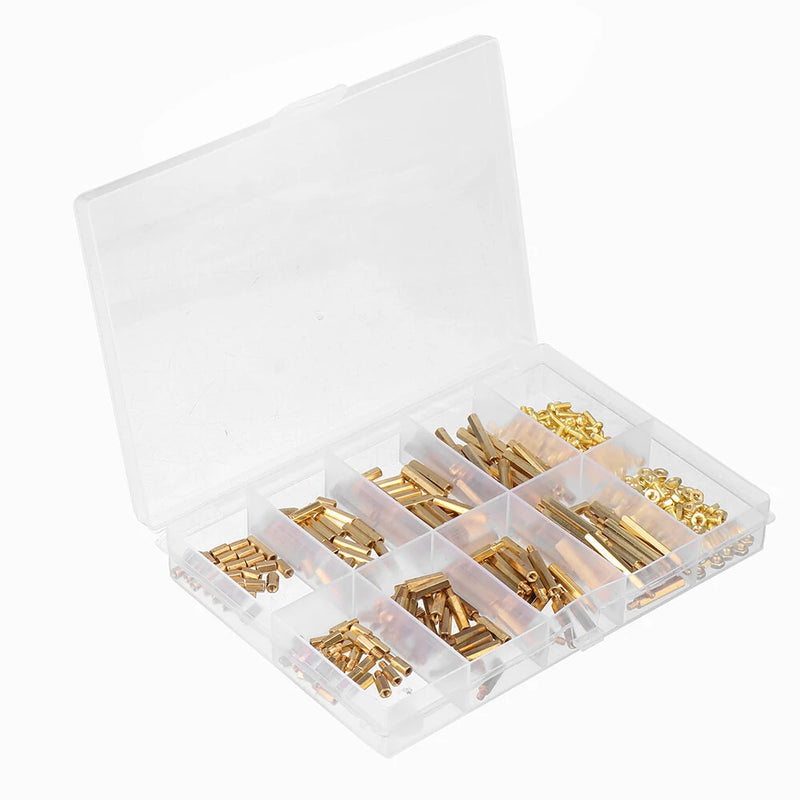 280Pcs M2.5 Hex Nut Assortment Kit Head Brass Spacing Double-pass Screw Threaded Pillar PCB Computer Motherboard StandOff Spacer
