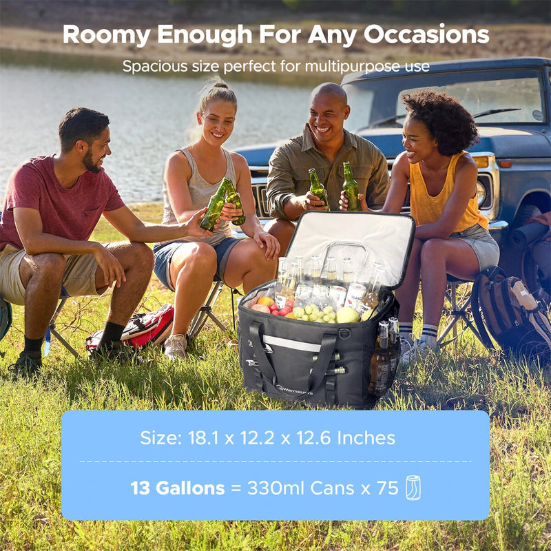 WARMOUNTS Backpack Cooler Insulated 75 Cans w/ Insulating Cover, Upgraded Leakproof Soft Cooler Backpack 2 Compartment for Camping Hiking Picnic Beach