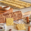 35x4.5cm Wooden Embossed Rolling Pin Biscuit Roller Christmas Baking Biscuit Cake Wooden for Pasta Cookie Dough Pastries Bakery Items Pizza