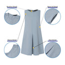 ZANZEA Women Crew Neck Sundress Knee Dresses Oversized Sleeveless Casual Solid Loose Midi Dresses