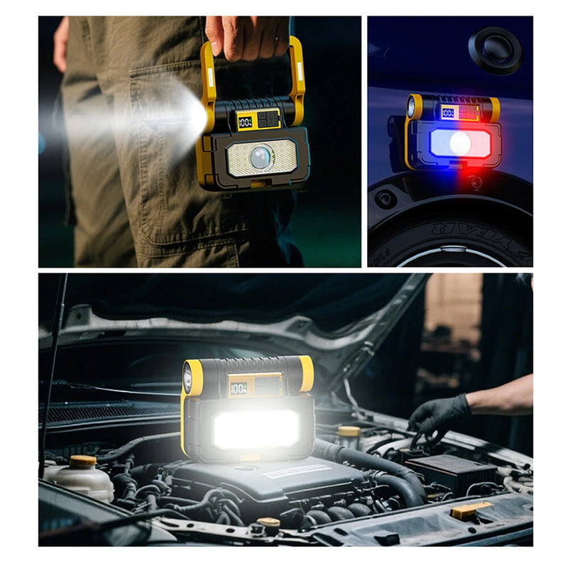 IPRee Multifunctional Folding LED Solar Flashlight Dual Light Source Outdoor Camping Torch Built-in 18 Hardware Tools USB Rechargeable Outdoor Waterproof Emergency Lantern