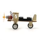 DIY Electric Taxiing Aircraft Model Toys Wooden plane Dual Motor Biplane for Children Small Inventions Scientific Experiments Gift Kids Assembled