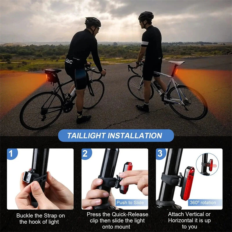 BIKIGHT Bike Taillight 650mAh Battery USB Rechargeable Red LED Bright Rear Light Waterproof Easy to Install Bicycle Light for Safety Cycling