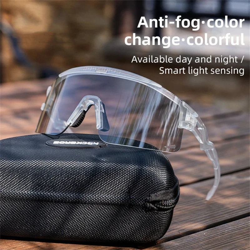 ROCKBROS Cycling Goggles Photochromic Anti-Fog Ultralight UV Protection Biking Glasses MTB Road Outdoor Sports Sunglasses