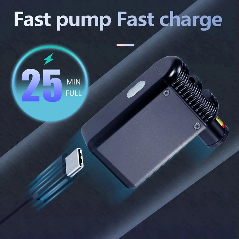 CYCLAMI A2 100PSI Mini Electric Bicycle Air Pump Universal Automatic Rapid Inflation Overheat Protection 110g Portable Cordless Inflator for Outdoor Road MTB Bike Motorcycle Ball
