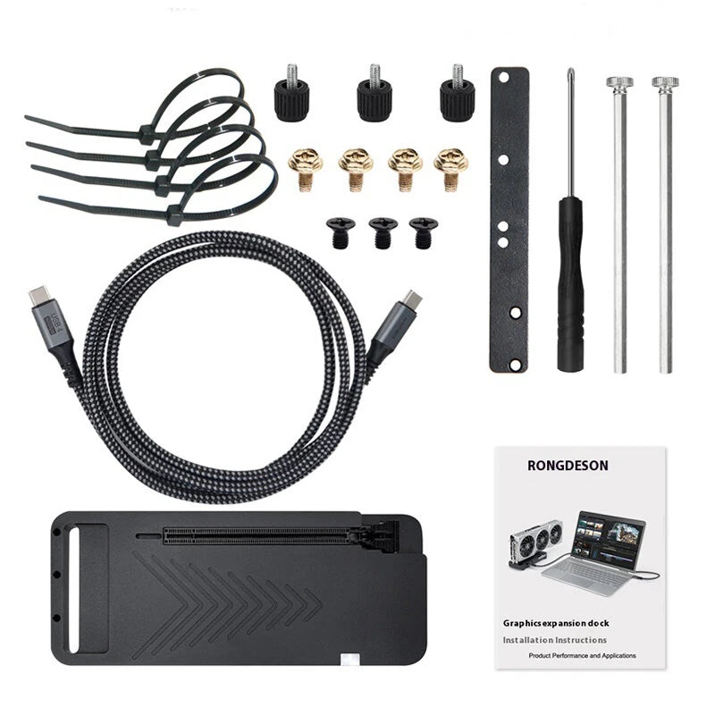 RONGDESON RDS003 External Graphics Card Dock Thunderbolt4 USB4 40Gbps PCIe 4.0x16 AMD NVIDIA GPU Compatibility Windows Linux Type-C Portable Aluminum Alloy Gaming AI eGPU Enclosure