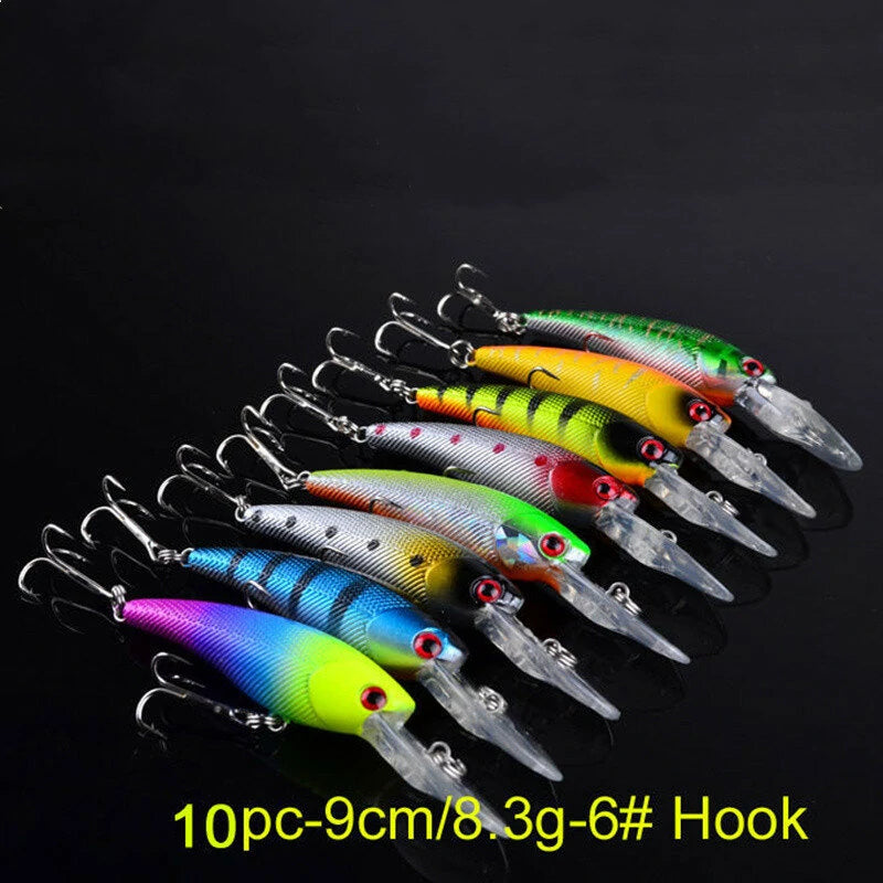 ZANLURE 20pcs Set 3D Eyes Bass Shape Fishing Crankbait Kit Hard Lures Freshwater Saltwater Japan Sea Fishing Lures