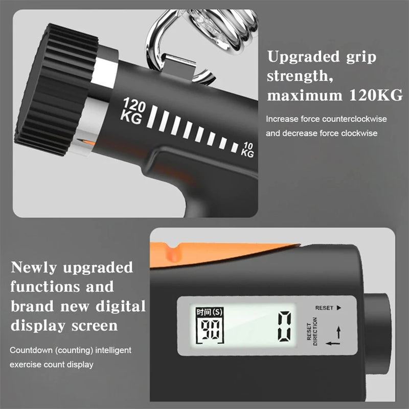 KALOAD 10-120kg Adjustable R-Type Hand Gripper with Countdown/Counting Finger Strength Rehabilitation Trainer Arm Muscle Hand Exercise Equipment for Men Women