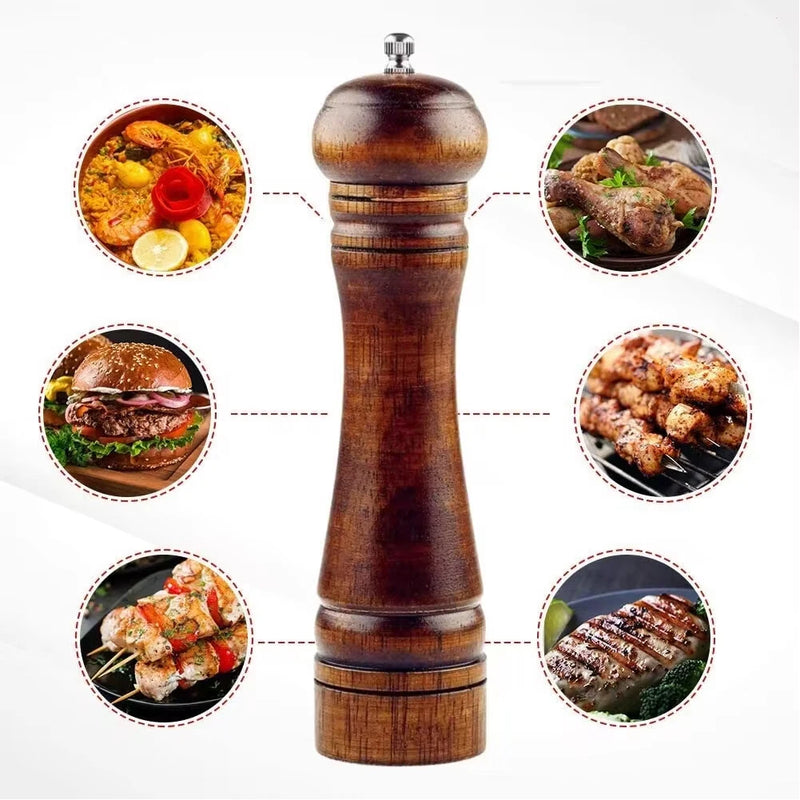 Classic Manual Salt Mill Wooden Pepper Grinder Set Salt Grinder Refillable Pepper Mill Pepper Grinder for Kitchen
