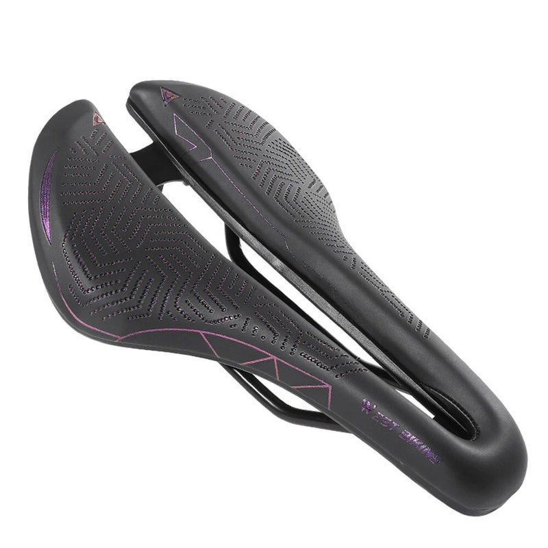 WEST BIKING Hollow Bicycle Saddle Breathable Comfortable PU Waterproof Aerodynamic Anti-slip Concave Point Cushion Shock Absorption Bike Seat for MTB Road Bike