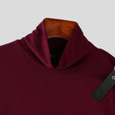 INCERUN Mens Textured High Neck Long Sleeve Knitted Sweater Comfortable High Stretch Fall Winter Tops for Male S-5XL