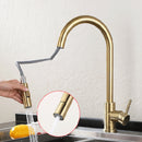 Brushed Gold Kitchen Sink Faucet Pull Out Water Tap Single Handle Mixer Tap 360 Rotate