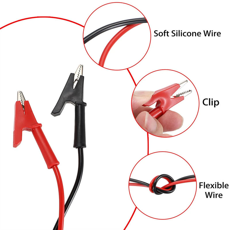Dual Ended Crocodile Alligator Clips 15A Test Lead Wire Cable 3.3 ft with Copper Clamps Electrical Testing Accessories