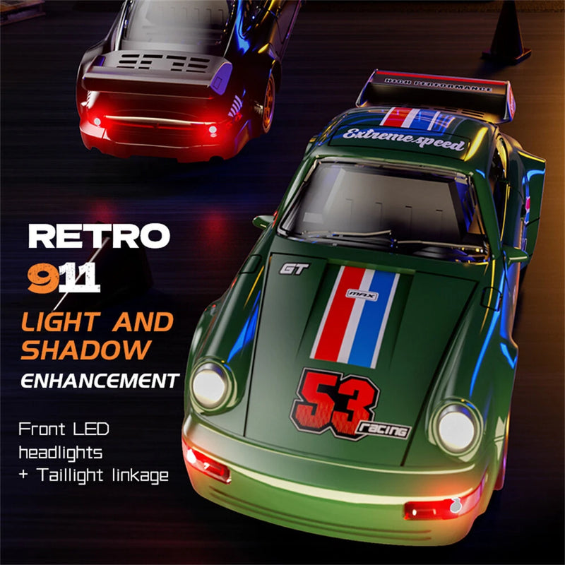 88RC 911 RTR 1/43 2.4G 4WD Drift RC Car Gyro Alloy Body Shell Desktop Full Proportional Mini Race LED Light Radio Control High-Speed Motor On-Road Racing Vehicle Model Boys Gifts Toys