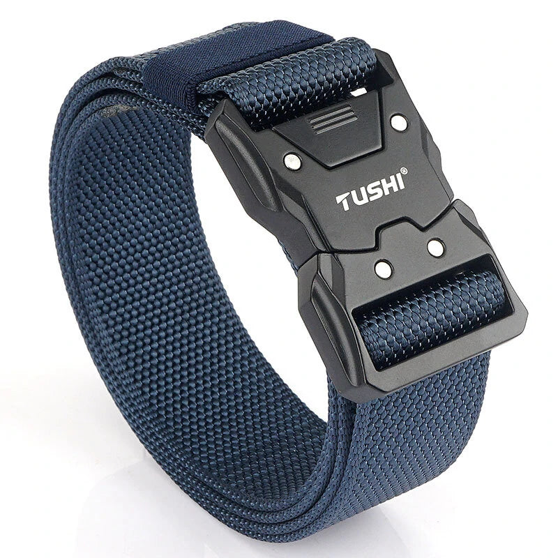 1Pc Popvcly Belt Metal Buckle Quick Release Belt Casual Tooling Training Belt Men's Pants Belt