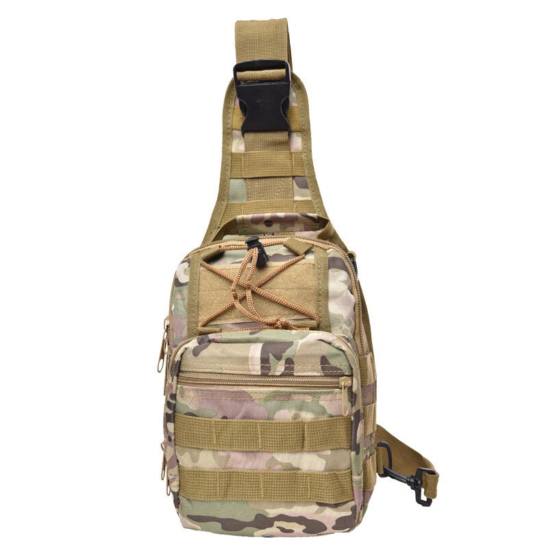 600D Oxford Shoulder Bag Waterproof EDC Molle Fanny Pack Military Tactical Backpack Multi-Pocket Zipper Chest Bag for Outdoor Camping Hiking