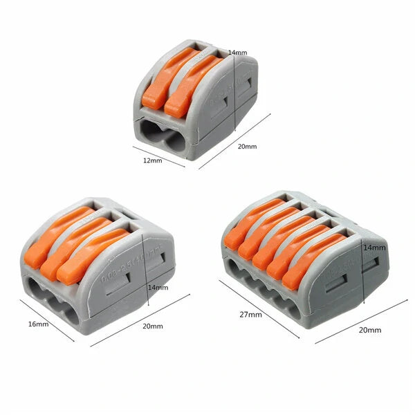 Excellway ET25 2/3/5 Pins Spring Terminal Block 5Pcs Electric Cable Wire Connector