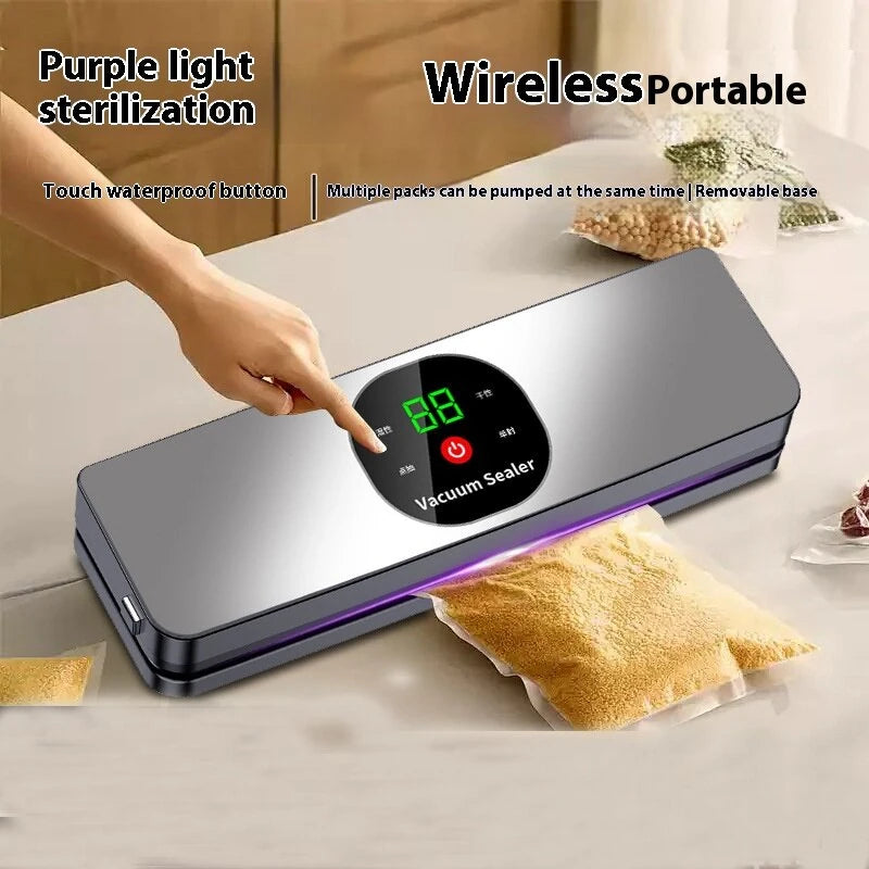 Comfook Portable Cordless Vacuum Sealer With UV Sterilization 26cm Sealing Dry/Moist Modes Touchscreen USB Rechargeable Food Vacuum Sealer Food Preserver