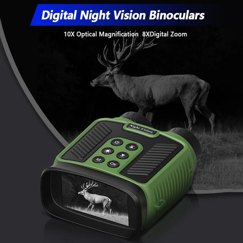 Compact Night Vision Binoculars for Adults with Infrared - Lightweight Digital Camera with 10x Optical Zoom and 2.5K UHD Video Resolution