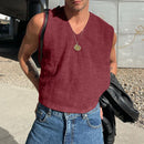 INCERUN Mens Solid Textured V-Neck Sleeveless Tank Top Comfortable Cool Vest Top