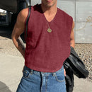 INCERUN Mens Solid Textured V-Neck Sleeveless Tank Top Comfortable Cool Vest Top