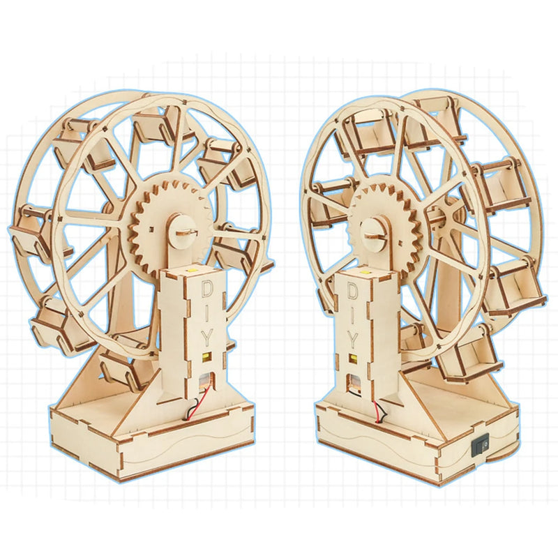 Creative Electric Ferris Wheel Wooden DIY Science Set Puzzle Educational Scientific Experiments Early Education Toys for Children