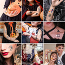 10-Sheet Glow in The Dark Halloween Tattoo Stickers Ghost Pumpkin Fluorescent Temporary Body Stickers for Halloween Nighttime Parties Carnival & Festive Events