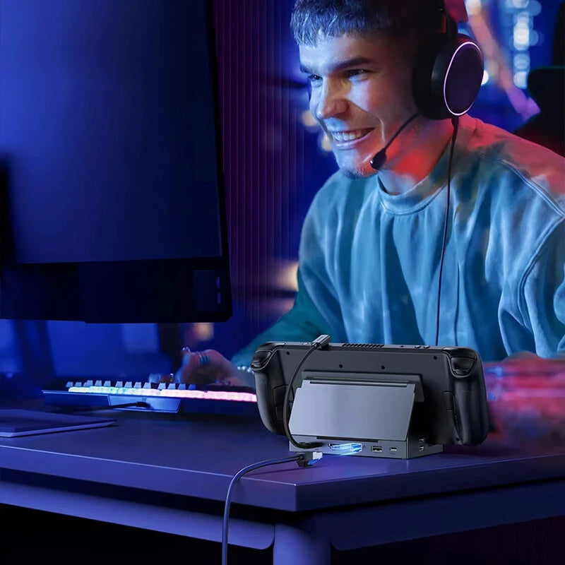 UGreen 9-in-1 Type-C Steam Deck Dock USB Adapter with USB2.0*2 / USB-C3.2 / USB-A 3.2 / PD100W Type-C / HD / RJ45 / SD / TF Card Reader Slot Multi-ports Hub Splitter Compatible with Steam Deck ROG Ally LEGION Go for iPhone 16 Pro/Pro Max