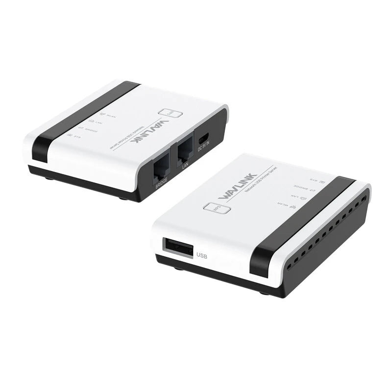 Wavlink USB2.0 Wireless Printer Server with 10/100Mbps LAN/Bridge WiFi Support Wired/Wireless/Standalone Modes for Windows/Mac