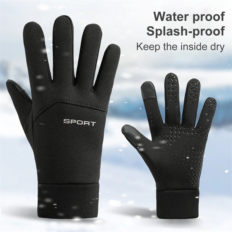 Winter Cycling Gloves Waterproof Outdoor Sports Running Motorcycle Touch Screen Unisex Non-slip Warm Full Finger Gloves