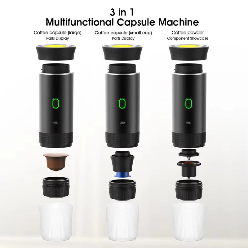 IPRee Portable Wireless Electric Espresso Coffee Machine For Travel Car Home Camping Coffee Maker 3-in-1 Capsule Powder Coffee Maker