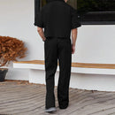 INCERUN Men Two Pieces Set Fashion Solid Color Short Shirt + Pants Summer Casual Daily Mens Clothing Set