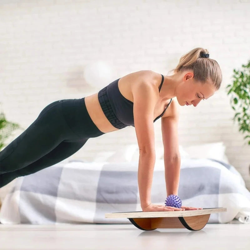 KALOAD Wooden Wobble Balance Board Adult Exercises Training Balancing Rocking Board Level Training Balance Pedal Gym Exercise Pad for Home Fitness