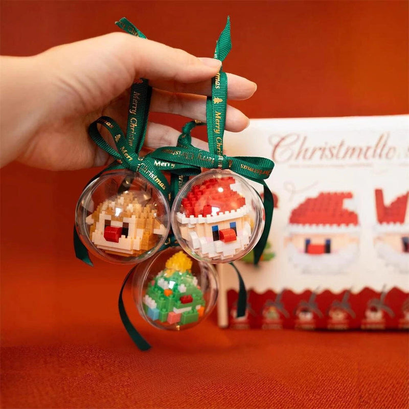 Christmas DIY Mini Building Blocks Set Santa Snowman Reindeer Christmas Tree Holiday Gifts for Decorations Creative Assemble Kit