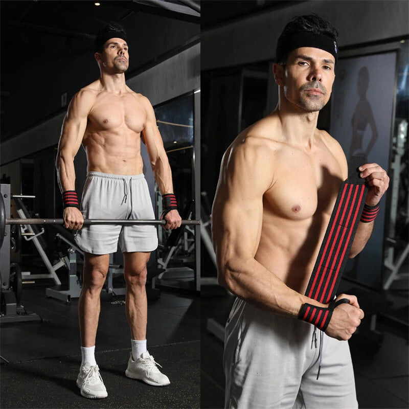 1 Pair Sport Wristband Adjustable Wrist Support Brace Straps Extra Strength Weight Lifting Wrist Wraps Bandage Fitness Gym Training for Preventing Injury
