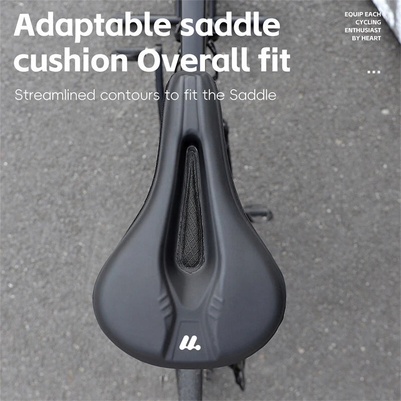 WEST BIKNIG Thickened Sponge High Elasticity Bike Seat Cushion PU Leather Soft Waterproof Hook Loop Fastening Bicycle Saddle Cover