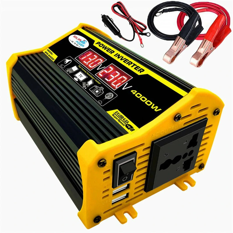18W 12V Solar Panel Solar Power System Portable 4000W Power Inverter With 2 USB Ports 30A Solar Charge Controller LED Screen Display