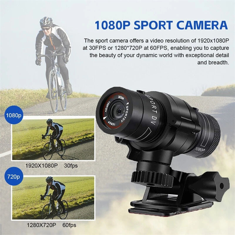XANES 1080P Bicycle Helmet Camera 120 Wide Angle Bicycle Sports Camera IPX6 Waterproof Mini Motorcycle Helmet Camera Car Video Recorder Outdoor DV Video Camera
