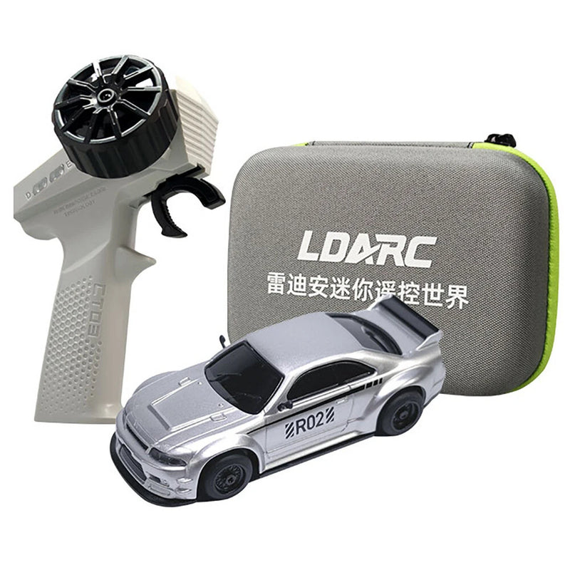 LDARC R02 1/64 2.4G RWD Drift RC Car Mini Race LED Light Radio Control High-Speed Motor On-Road Racing Vehicle Model Boys Gifts 60 Minutes Playing Time Toys