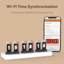 MiniIPS Multi-Function Wireless Control Smart Desktop Alarm Clock 6-Digit Color Screen Digital Clock Wifi Control Quasi-Glow Tube Alarm Clock Wireless Phone Table Decoration