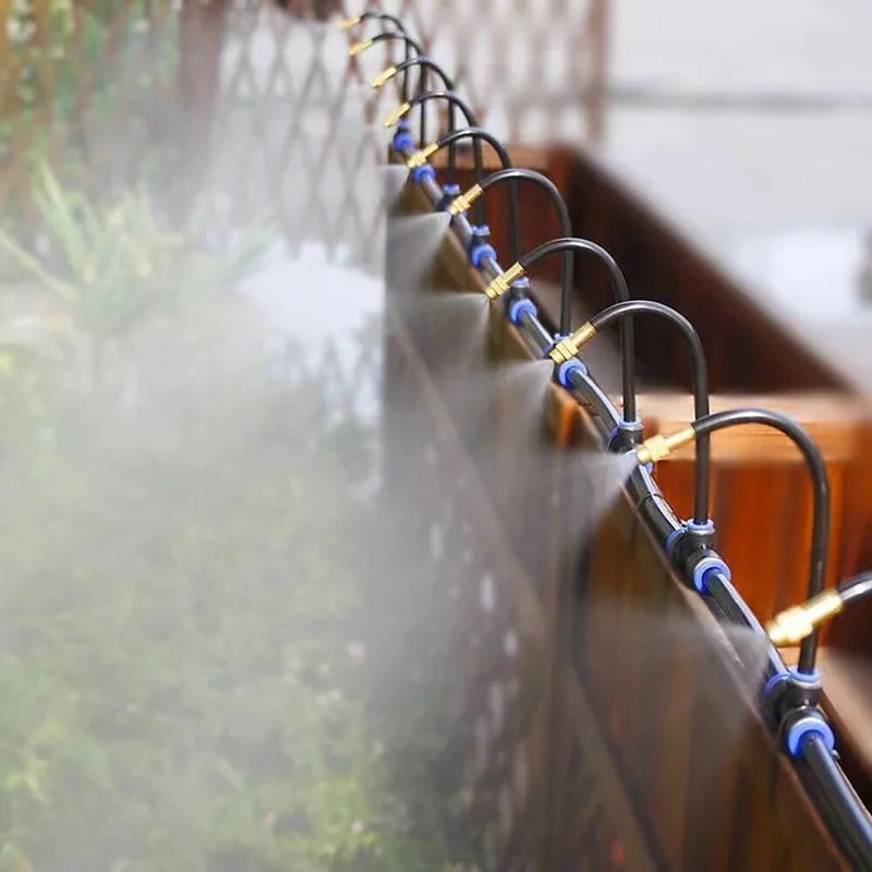 Professional Mist Rotating Nozzle Automatic Watering Kit 20m Universal Drip Irrigation Kit Adjustable 7.87" Brass Mist Nozzle Automatic Watering System for Balcony Greenhouse Gardening