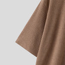 INCERUN Mens Knitted V-Neck Half Sleeve T-Shirt Casual Solod Color Short Sleeve Men Top