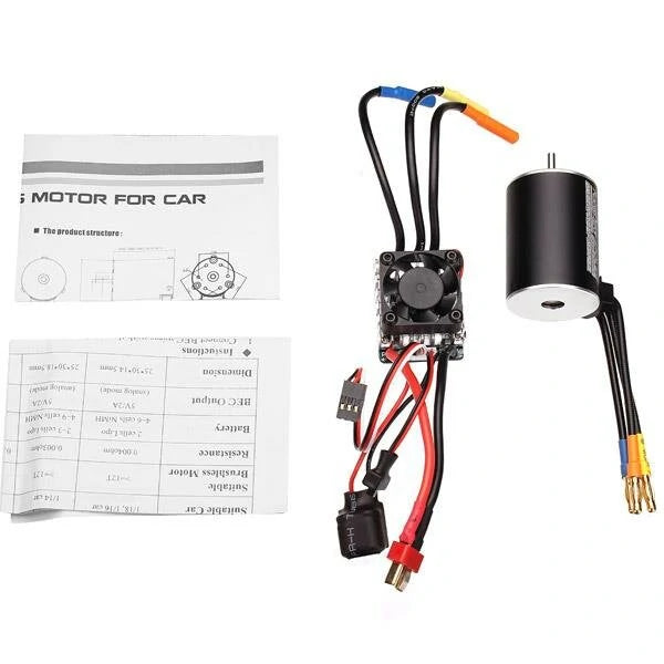 Racerstar 3650 Sensorless Brushless Waterproof Motor 60A ESC for 1/10 RC Off-Road Truck Truggy Cars