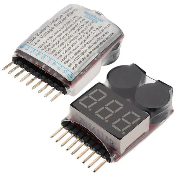 2 x 2 in 1 Lipo Battery Low Voltage Tester 1S-8S Buzzer Alarm