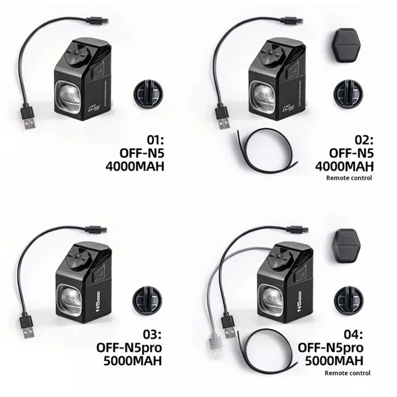 OFFBONDAGE N5 1000LM Wireless Remote Control Bicycle Headlight Type-C Charging IPX4 Waterproof Front Bike Light for MTB Ride Night Riding