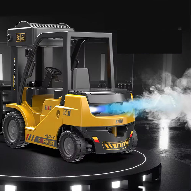 1/24 QH207-1D Forklift Electric RC Car Crane Vehicles Model w/ Sound and Light Spray Children Toys