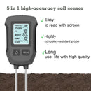 5 in 1 Soil Tester PH Moisture Temp Fertility Light Sensor Digital LCD Meter Humidity Monitor for Flower Plants Gardening Greenhouse