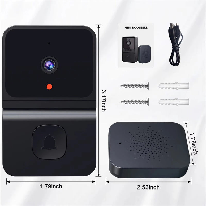 Intelligent Video Doorbell Visual Doorbell Camera WiFi Tuya Smart Wireless Door Bell Chime APP Two-Way Voice Call Works with Security Alarm